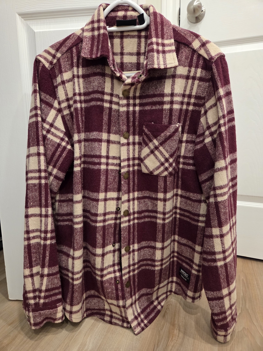 Wesc Burgundy and Cream Plaid Kids Jacket